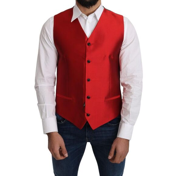 Dolce & Gabbana Black Wool Dress Men Formal Waistcoat Vest